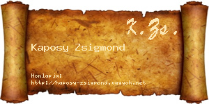 Kaposy Zsigmond névjegykártya
